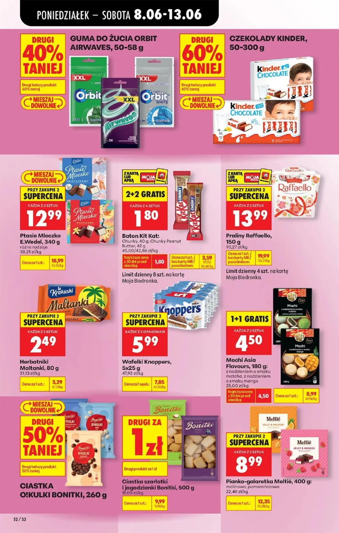Biedronka gazetka, strona 68 z 88 — Ptasie Mleczko E.Wedel, Praliny Raffaello, Mochi Asia Flavours