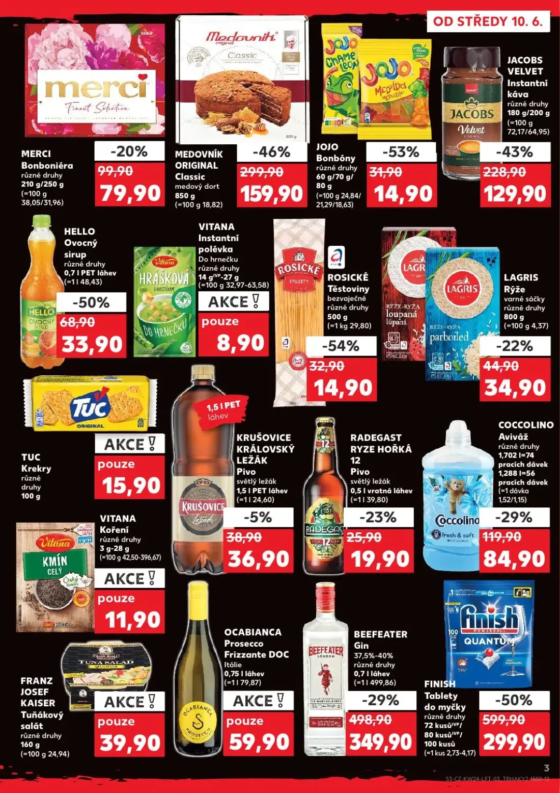 Kaufland leták, strana 3 z 54 — JACOBS VELVET Instantní káva, JOJO Bonbóny