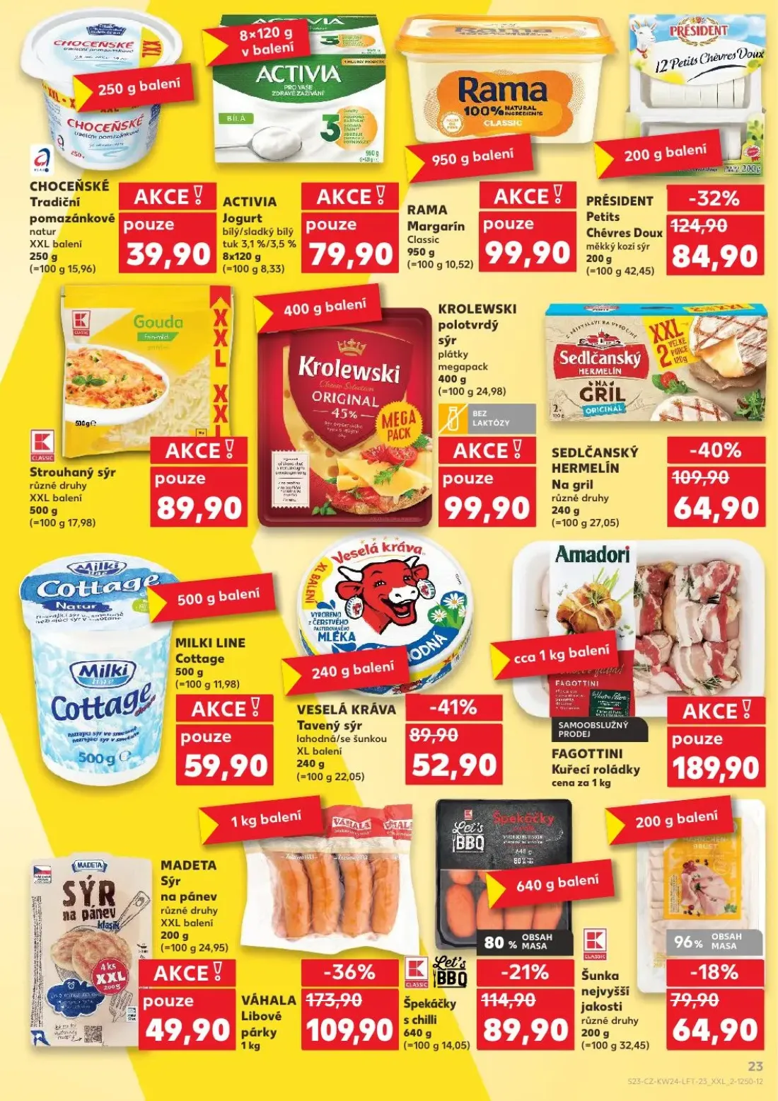 Kaufland leták, strana 23 z 54 — Let's BBQ Špekáčky s chilli, CHOCEŇSKÉ Tradiční pomazánkové natur