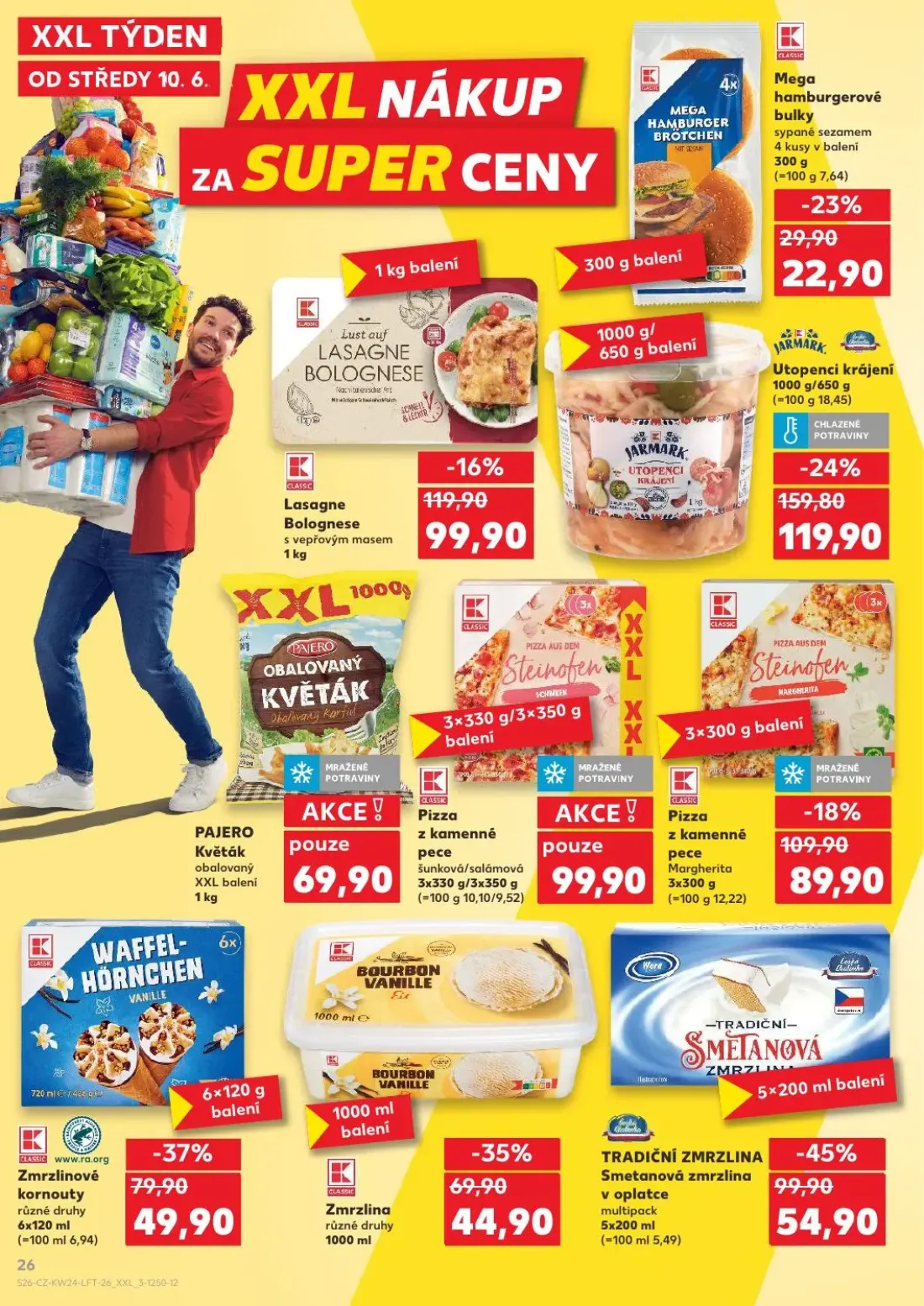Kaufland leták, strana 26 z 54 — TRADIČNÍ ZMRZLINA Smetanová zmrzlina v oplatce multipack, Utopenci krájení, Zmrzlinové korn…