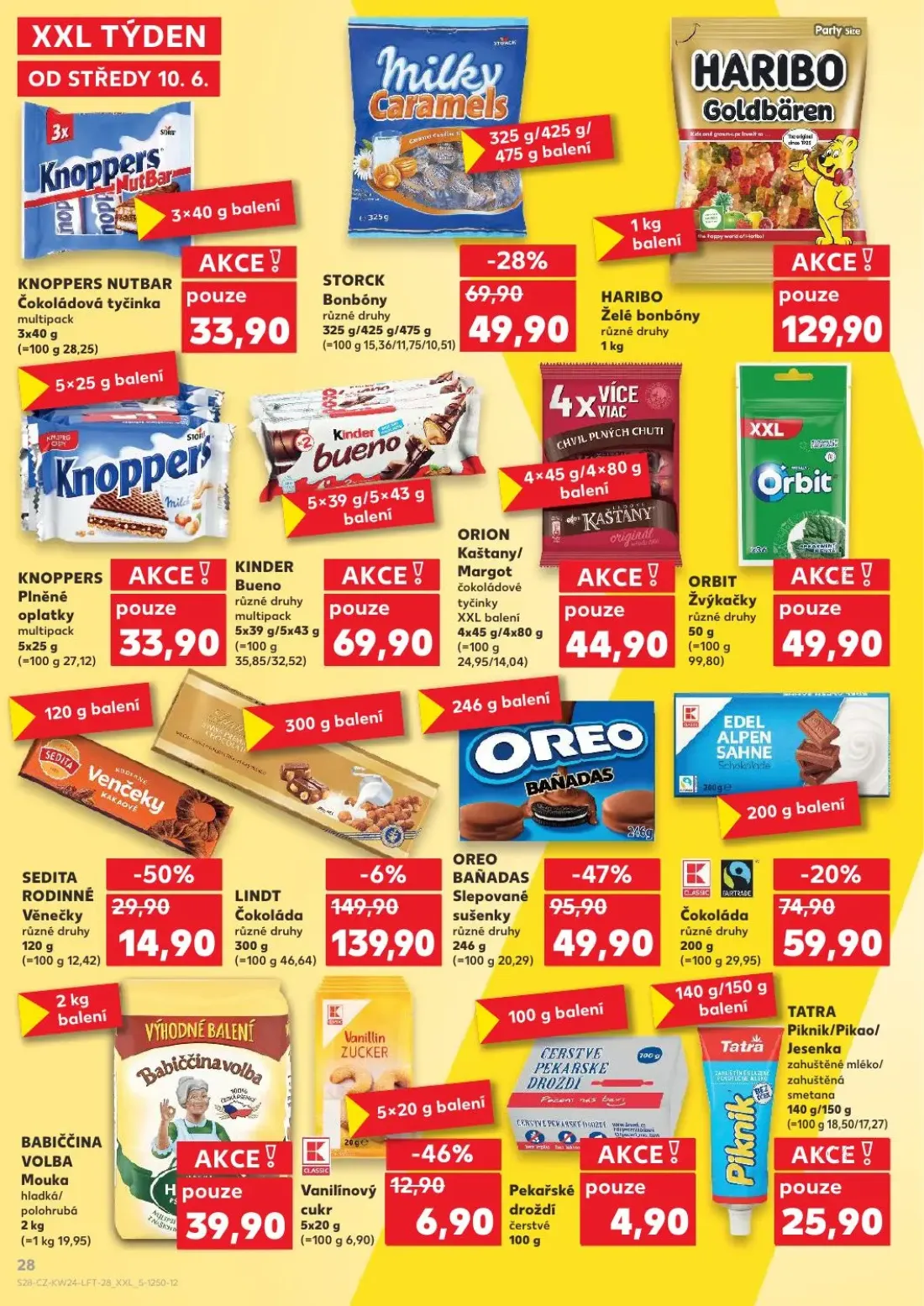 Kaufland leták, strana 28 z 54 — Čokoláda, Vanilínový cukr, BABIČČINA VOLBA Mouka hladká/polohrubá