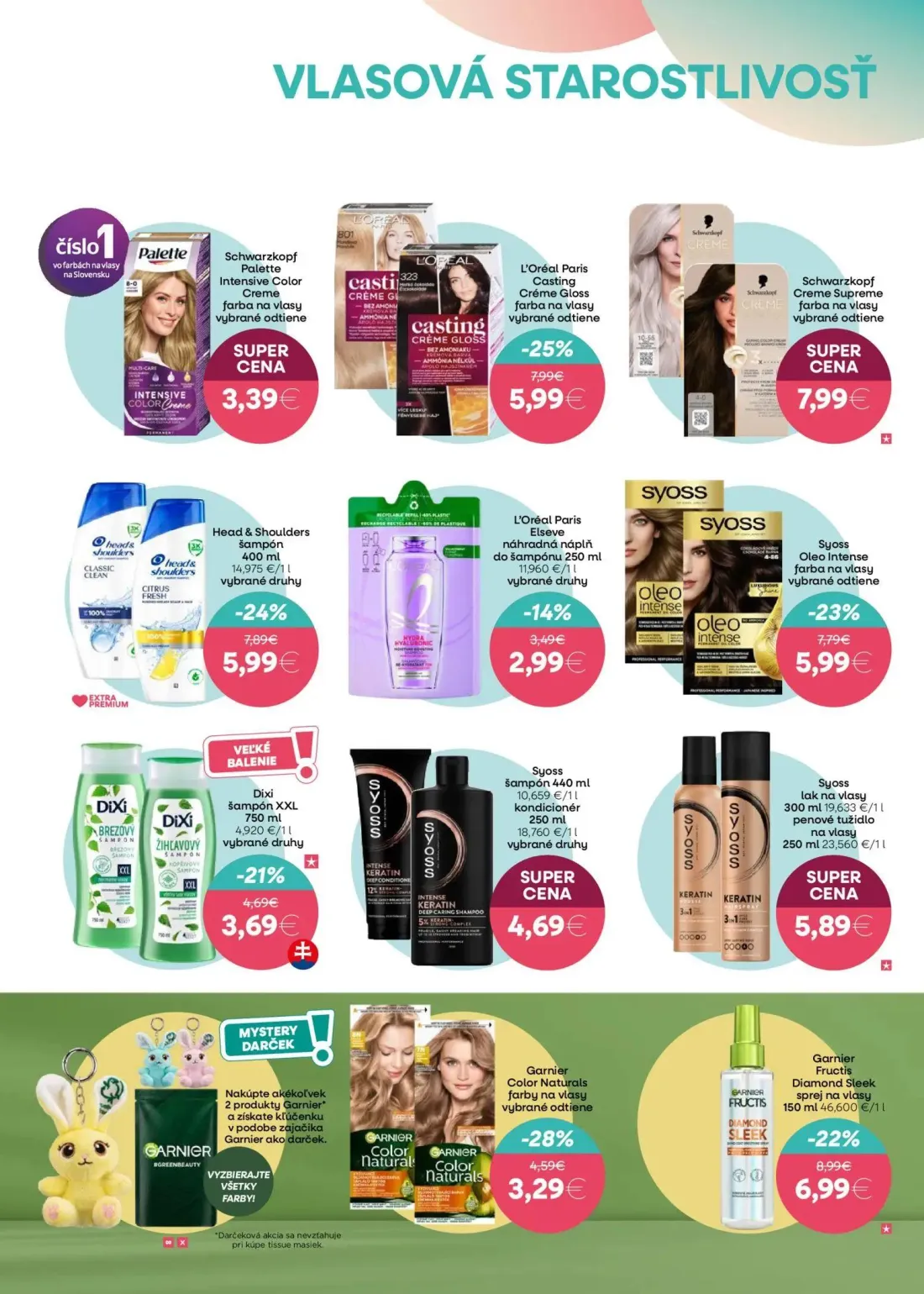 101 Drogerie leták, strana 7 z 12 — L'Oréal Paris Casting Créme Gloss farba na vlasy, Garnier Fructis Diamond Sleek sprej na…