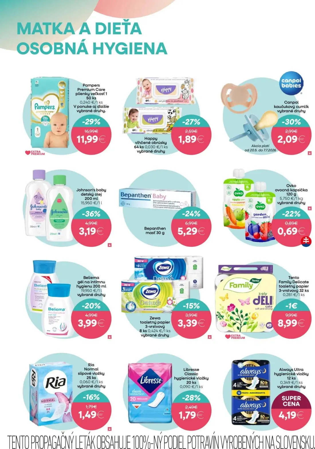 101 Drogerie leták, strana 8 z 12 — Pampers Premium Care plienky veľkosť 1, Johnson's baby detský olej, Bepanthen masť