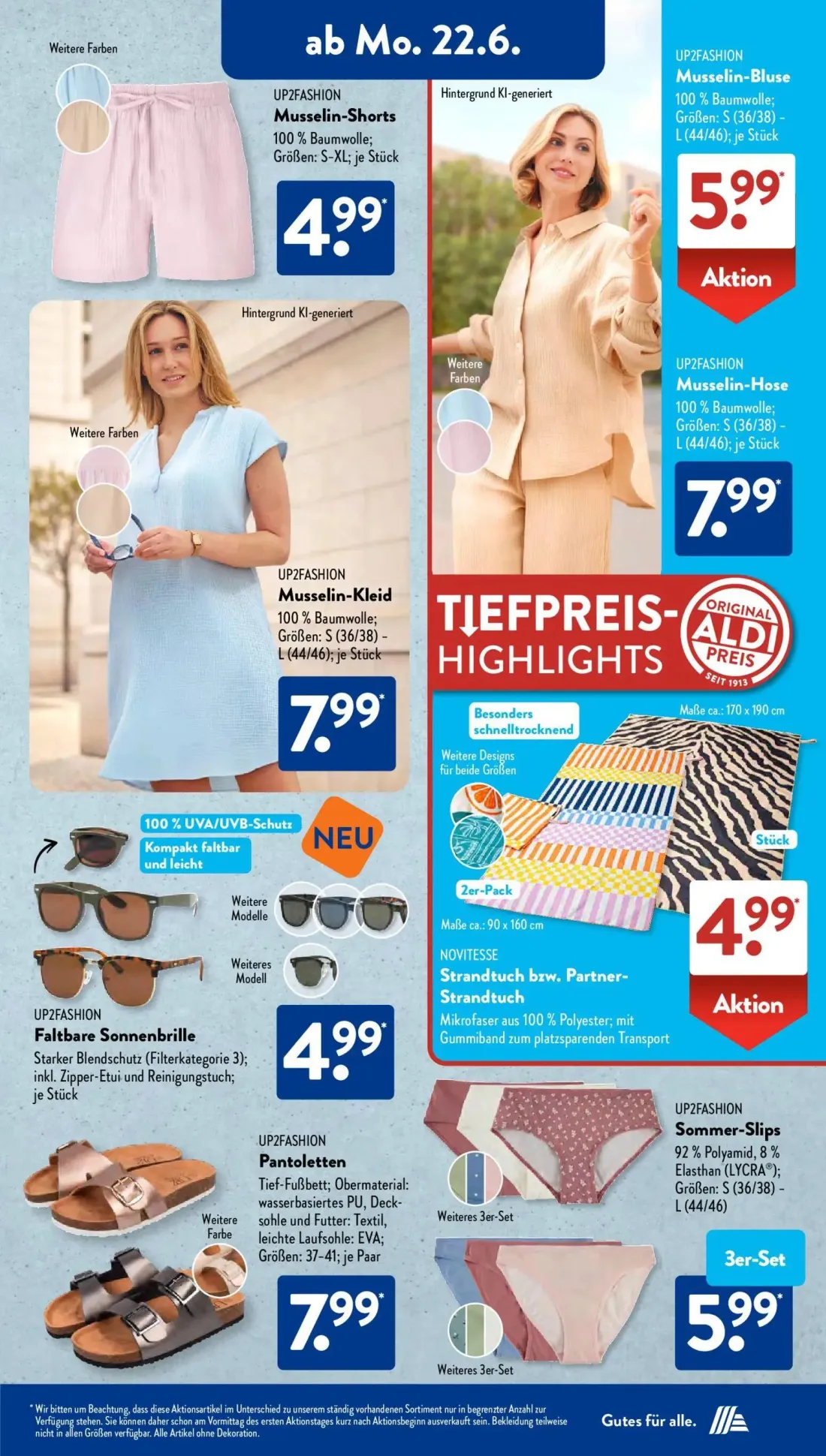 Aldi Süd Prospekt, Seite 2 von 24 — Musselin-Shorts, Musselin-Bluse, Musselin-Kleid