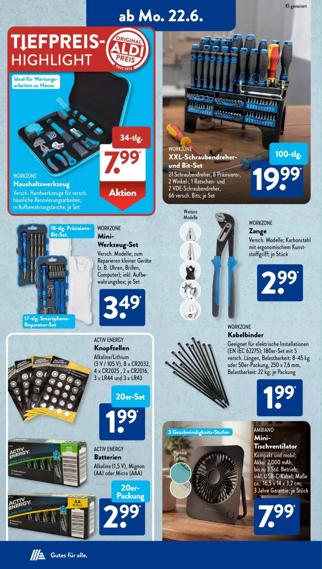 Aldi Süd Prospekt, Seite 5 von 24 — Haushaltswerkzeug, XXL-Schraubendreher- und Bit-Set, Mini-Werkzeug-Set
