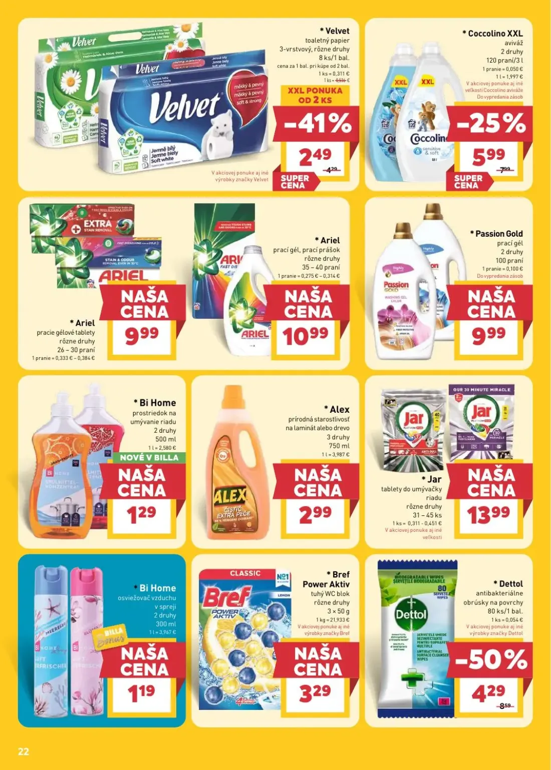 Billa leták, strana 26 z 32 — Coccolino XXL aviváž, Velvet toaletný papier, Ariel pracie gélové tablety