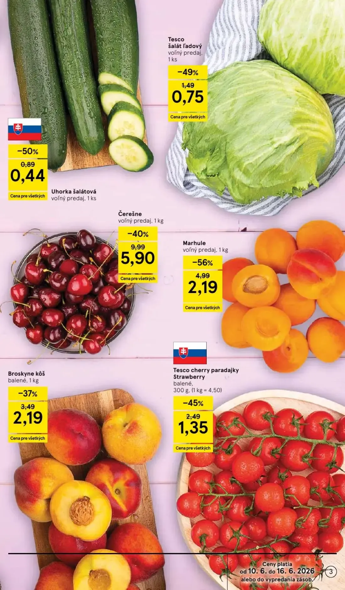 Tesco leták, strana 3 z 51 — Čerešne, Marhule, Broskyne kôš