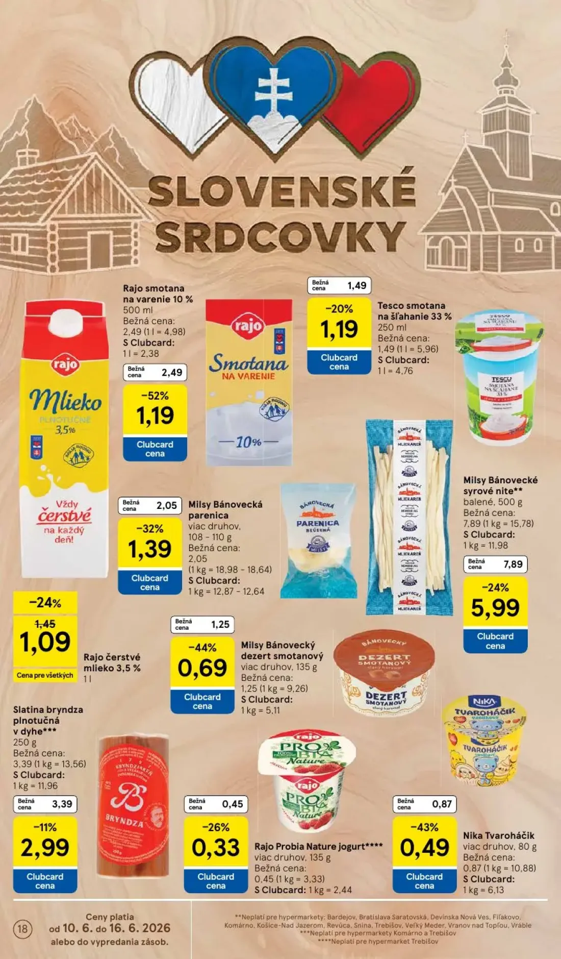 Tesco leták, strana 18 z 51 — Milsy Bánovecké syrové nite, Rajo smotana na varenie 10%, Milsy Bánovecká parenica