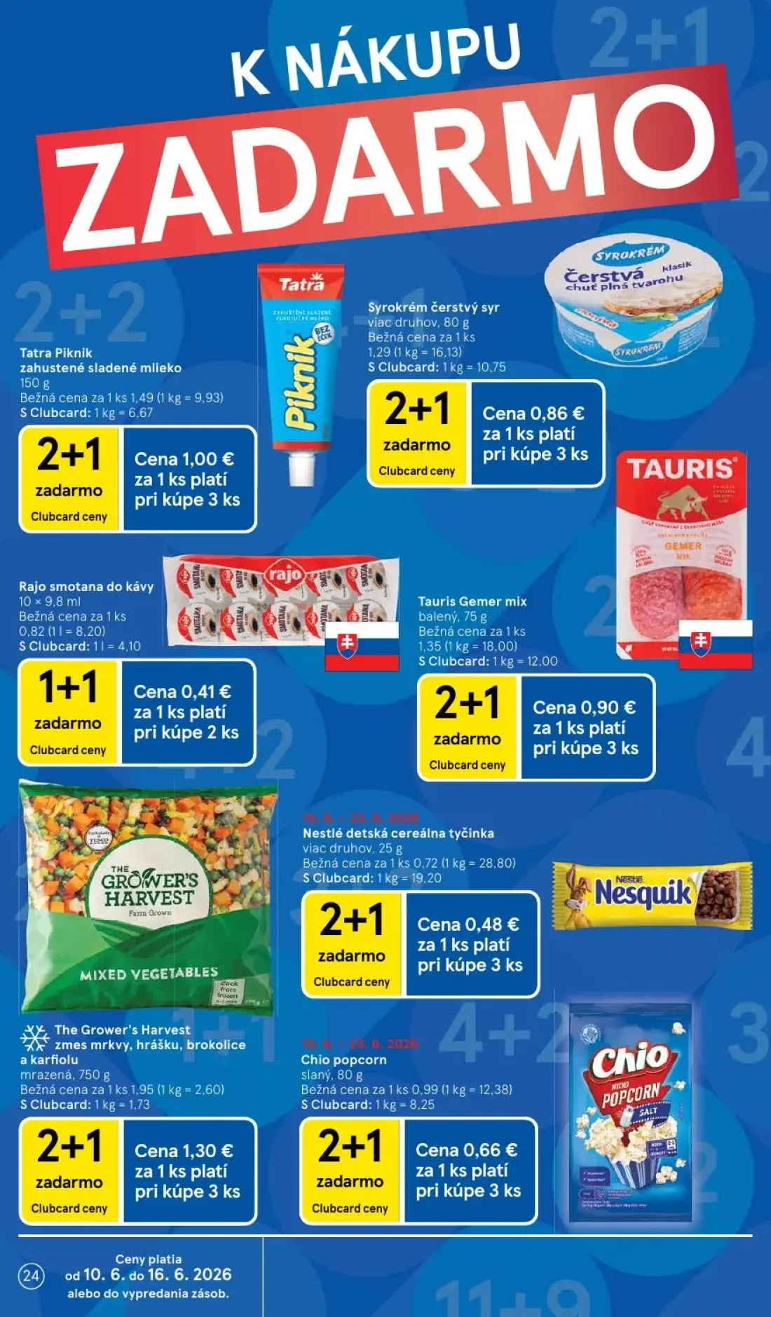 Tesco leták, strana 24 z 51 — Tatra Piknik zahustené sladené mlieko, Syrokrém čerstvý syr, Rajo smotana do kávy