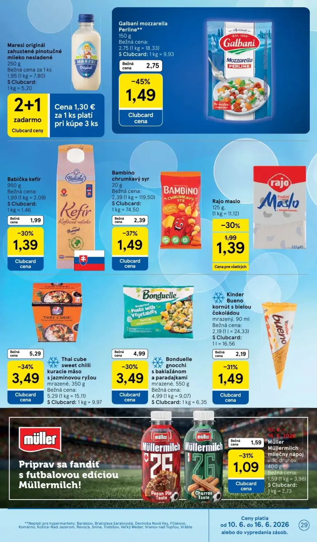 Tesco leták, strana 29 z 51 — Galbani mozzarella Perline, Bambino chrumkavý syr, Maresi originál zahustené plnotučné mlieko …