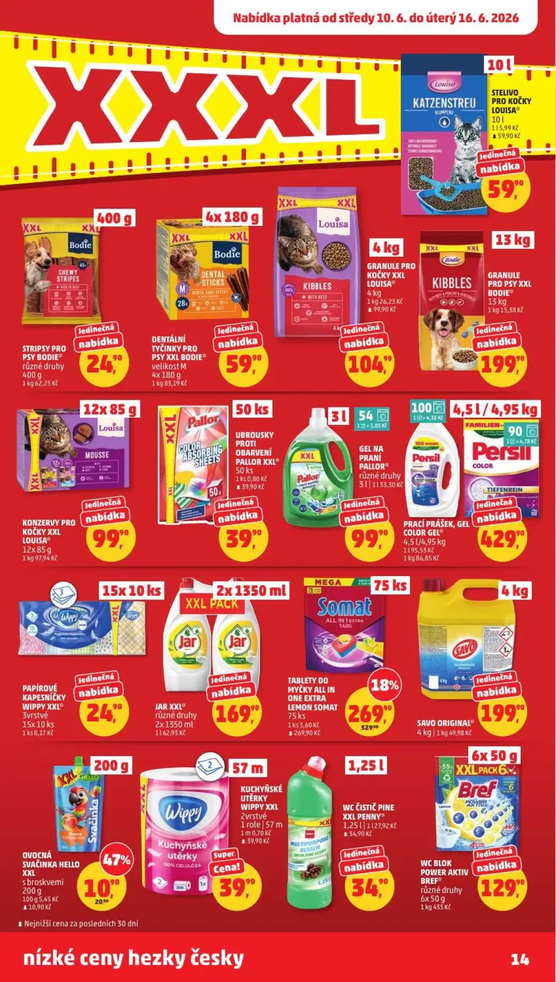 PENNY leták, strana 14 z 36 — GRANULE PRO KOČKY XXL LOUISA, GRANULE PRO PSY XXL BODIE, PAPÍROVÉ KAPESNÍČKY WIPPY XXL