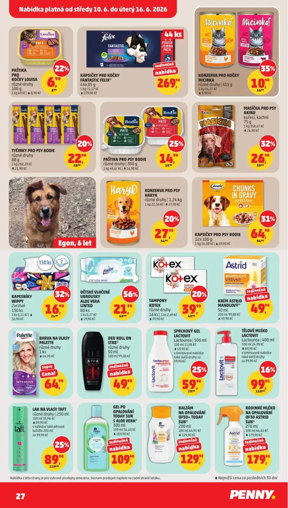 PENNY leták, strana 27 z 36 — SPRCHOVÝ GEL LACTOVIT Lactourea, TĚLOVÉ MLÉKO LACTOVIT Lactourea, TYČINKY PRO PSY BODIE