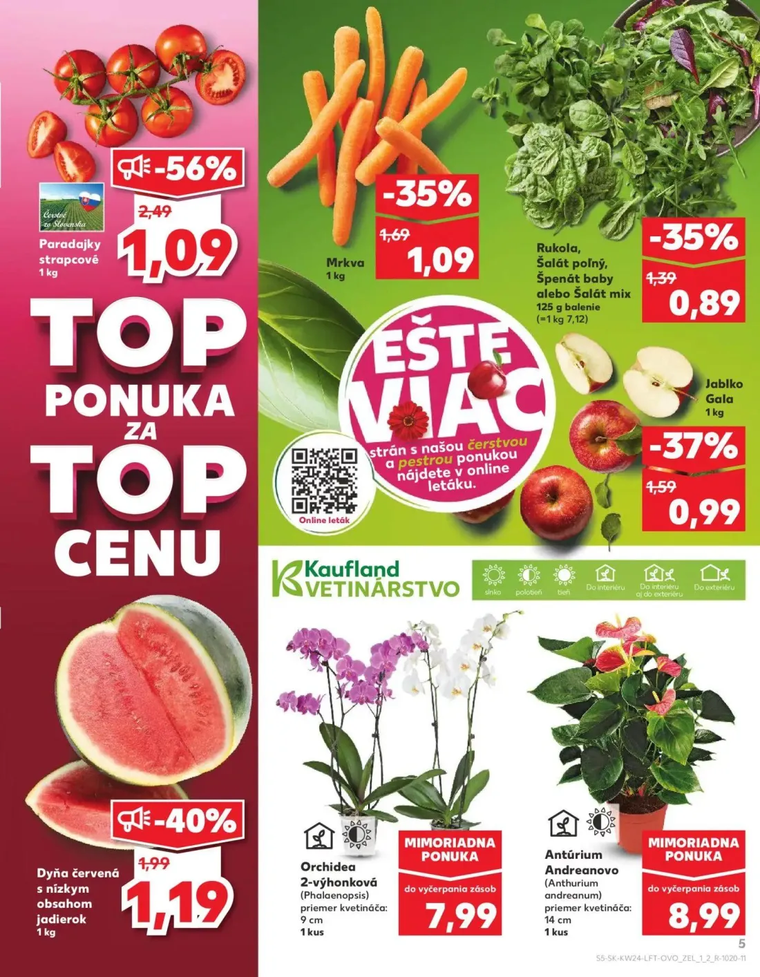 Kaufland leták, strana 5 z 78 — Dyňa červená s nízkym obsahom jadierok, Jablko Gala