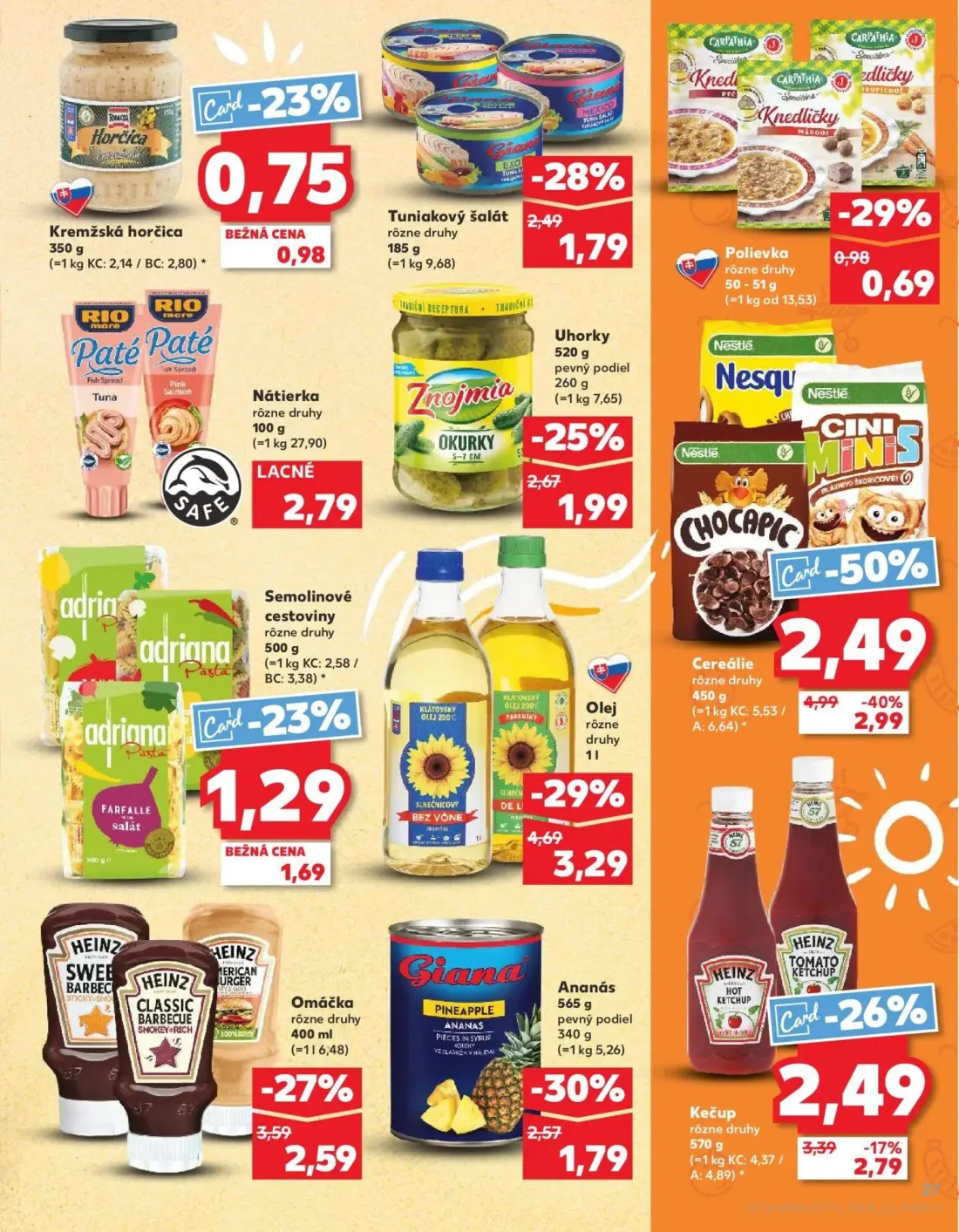 Kaufland leták, strana 27 z 78 — Cereálie, Olej, Uhorky