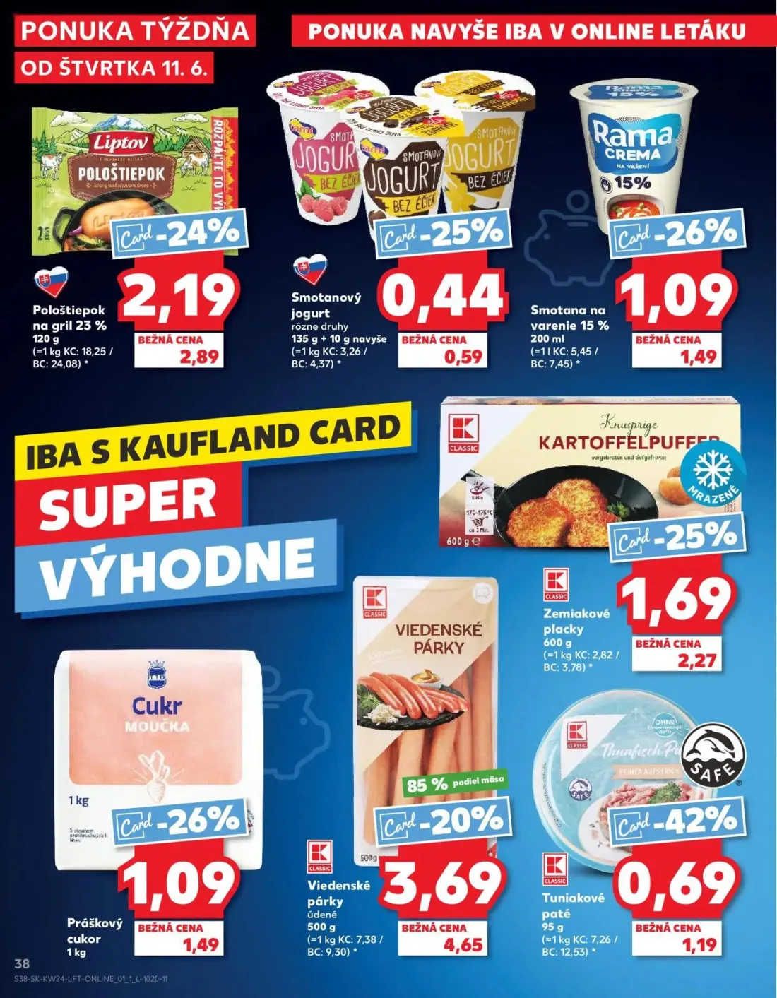 Kaufland leták, strana 38 z 78 — Smotana na varenie 15%, Práškový cukor
