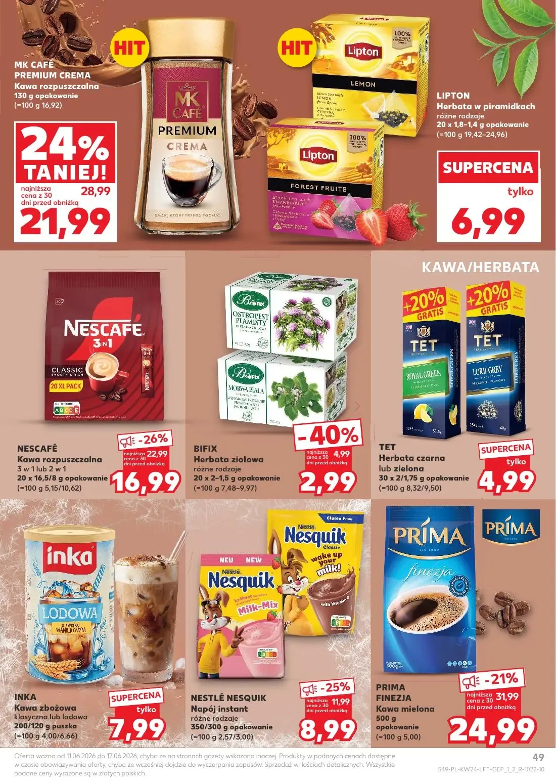 Kaufland gazetka, strona 49 z 68 — MK CAFÉ PREMIUM CREMA Kawa rozpuszczalna, NESCAFÉ Kawa rozpuszczalna 3 w 1 lub 2 w 1
