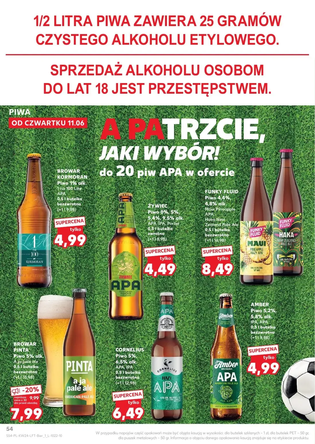 Kaufland gazetka, strona 54 z 68 — ŻYWIEC Piwo 0%, 5%, 5,4%, 9,5% alk. APA, IPA, Porter, FUNKY FLUID Piwo 4,4%, 4,8% alk. Ma…
