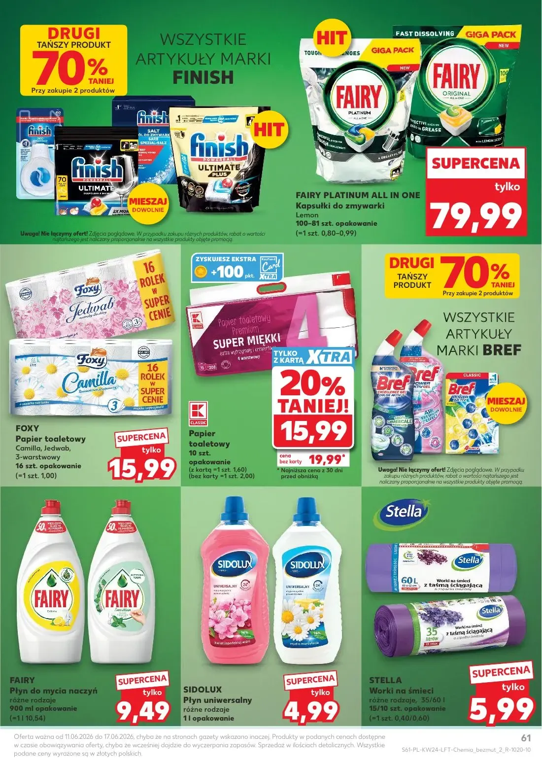 Kaufland gazetka, strona 61 z 68 — Foxy Papier toaletowy Camilla, Jedwab, 3-warstwowy, Fairy Płyn do mycia naczyń