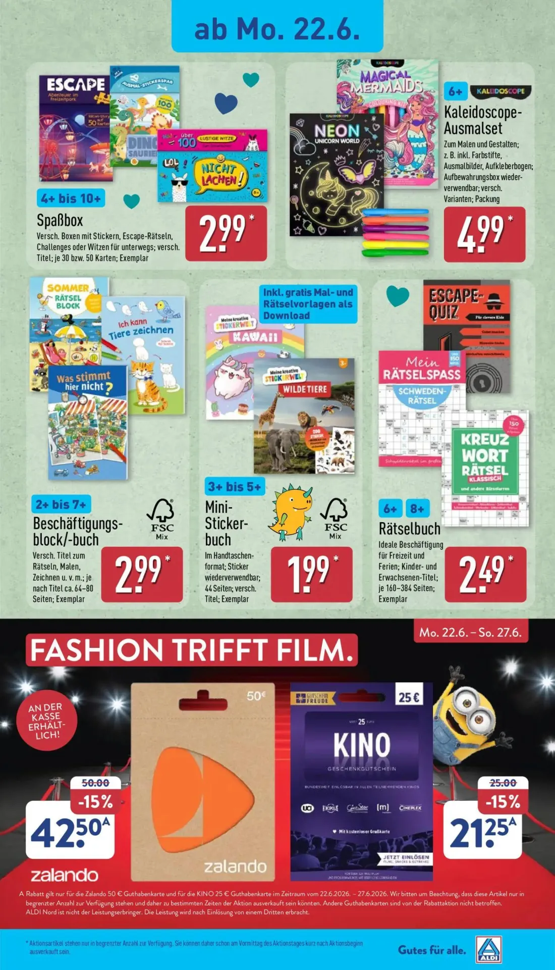 Aldi Nord Prospekt, Seite 8 von 15 — Spaßbox, Kaleidoscope- Ausmalset, Beschäftigungs- block/-buch