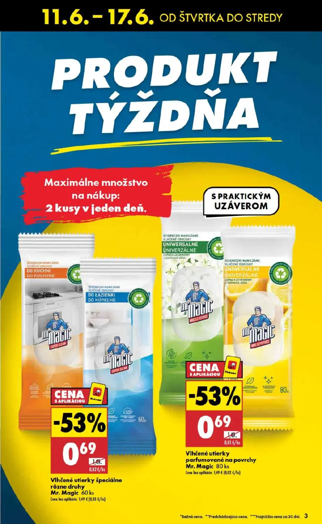 Biedronka leták, strana 3 z 48 — Vlhčené utierky špeciálne rôzne druhy Mr. Magic, Vlhčené utierky parfumované na povrchy Mr.…