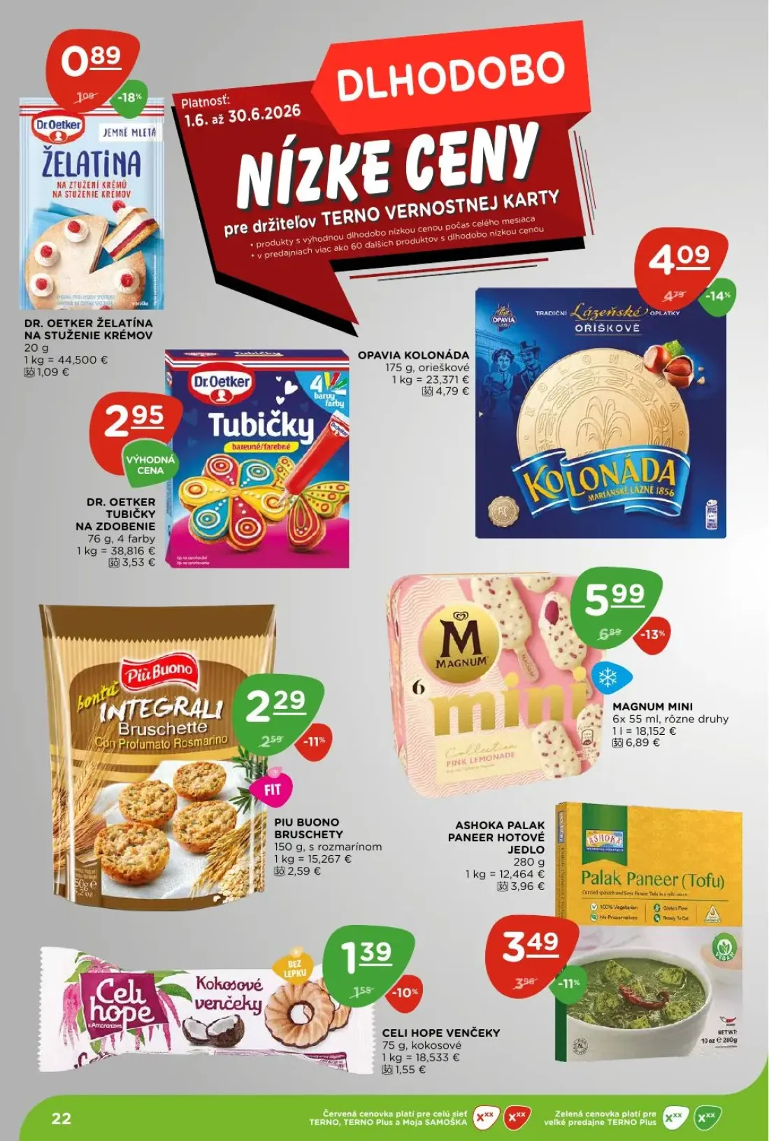 Terno leták, strana 22 z 26 — DR. OETKER TUBIČKY NA ZDOBENIE, DR. OETKER ŽELATÍNA NA STUŽENIE KRÉMOV