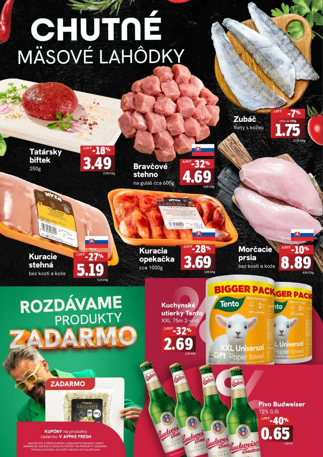 Fresh leták, strana 2 z 4 — Bravčové stehno, Kuracie stehná, Kuracia opekačka
