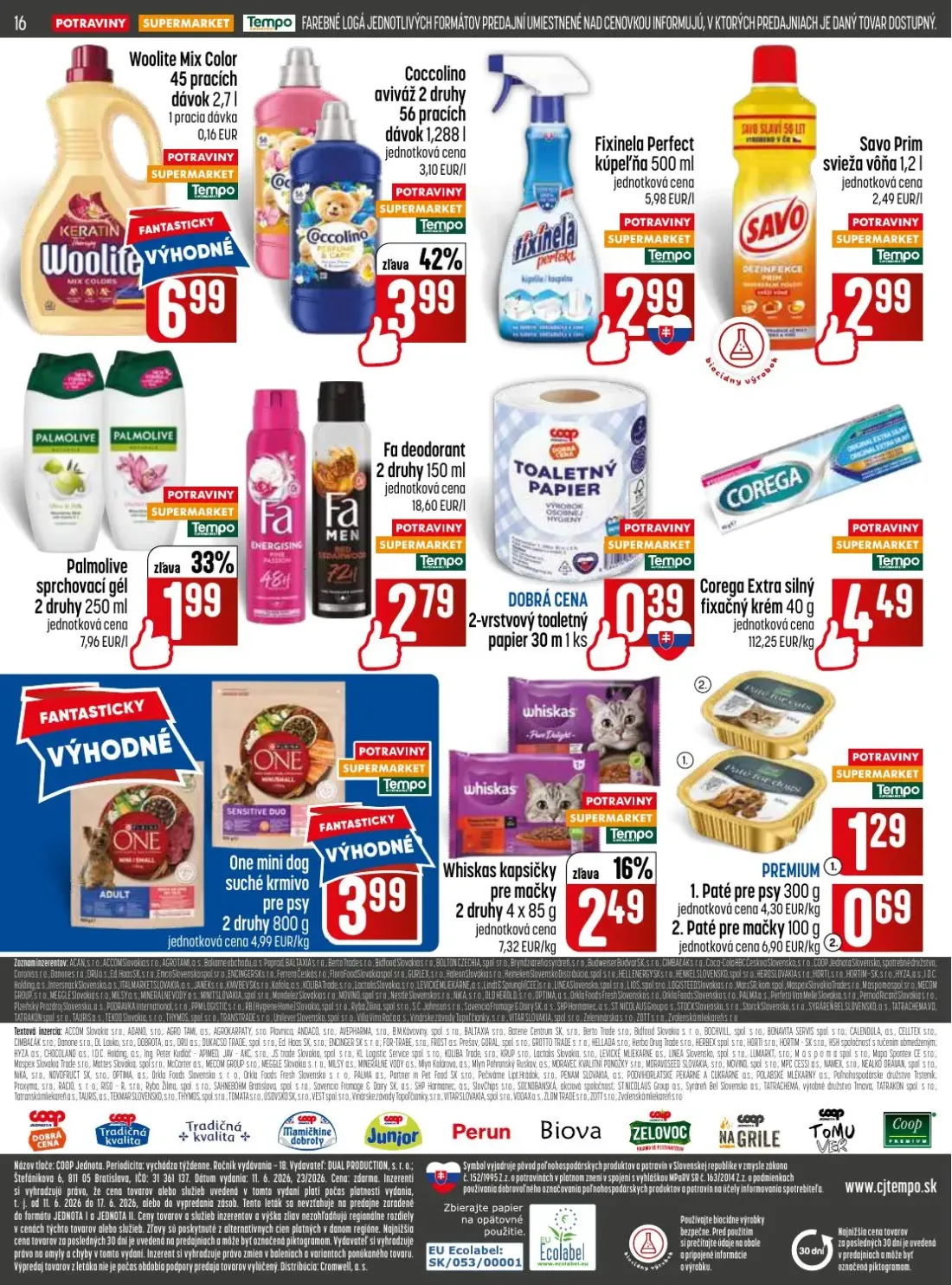 Coop Jednota leták, strana 16 z 32 — Savo Prim svieža vôňa