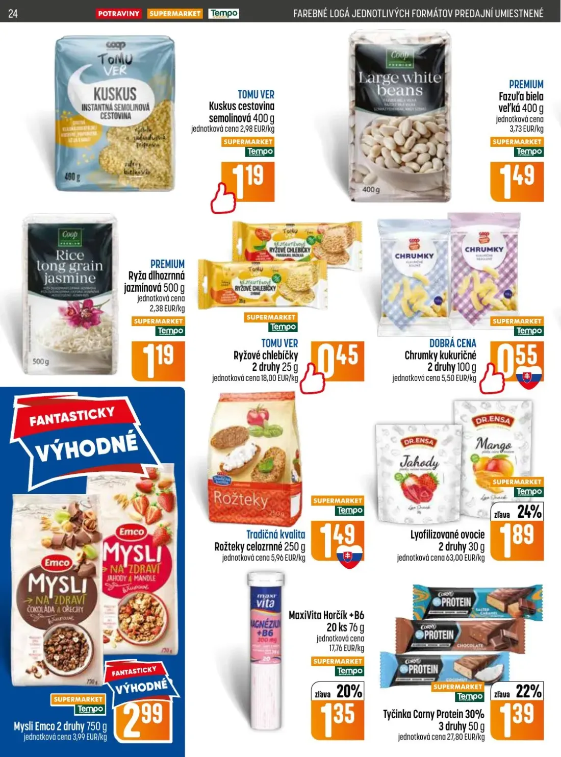 Coop Jednota leták, strana 24 z 32 — Ryžové chlebíčky, Mysli Emco
