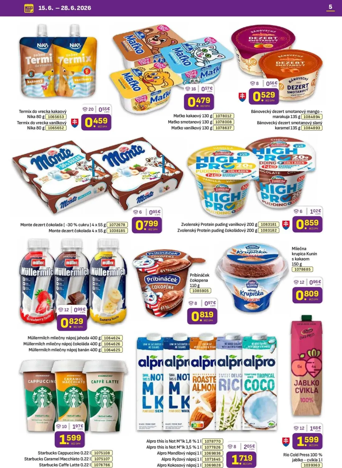 Libex leták, strana 5 z 36 — Starbucks Cappuccino, Starbucks Caramel Macchiato, Starbucks Caffe Latte