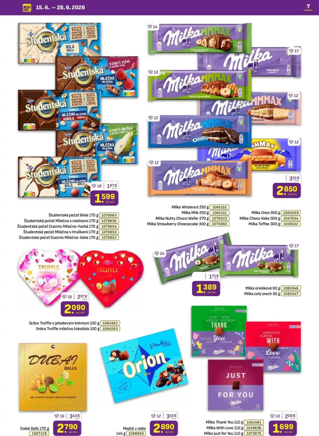 Libex leták, strana 7 z 36 — Milka Wholenut, Milka Thank You, Študentská pečať Biela
