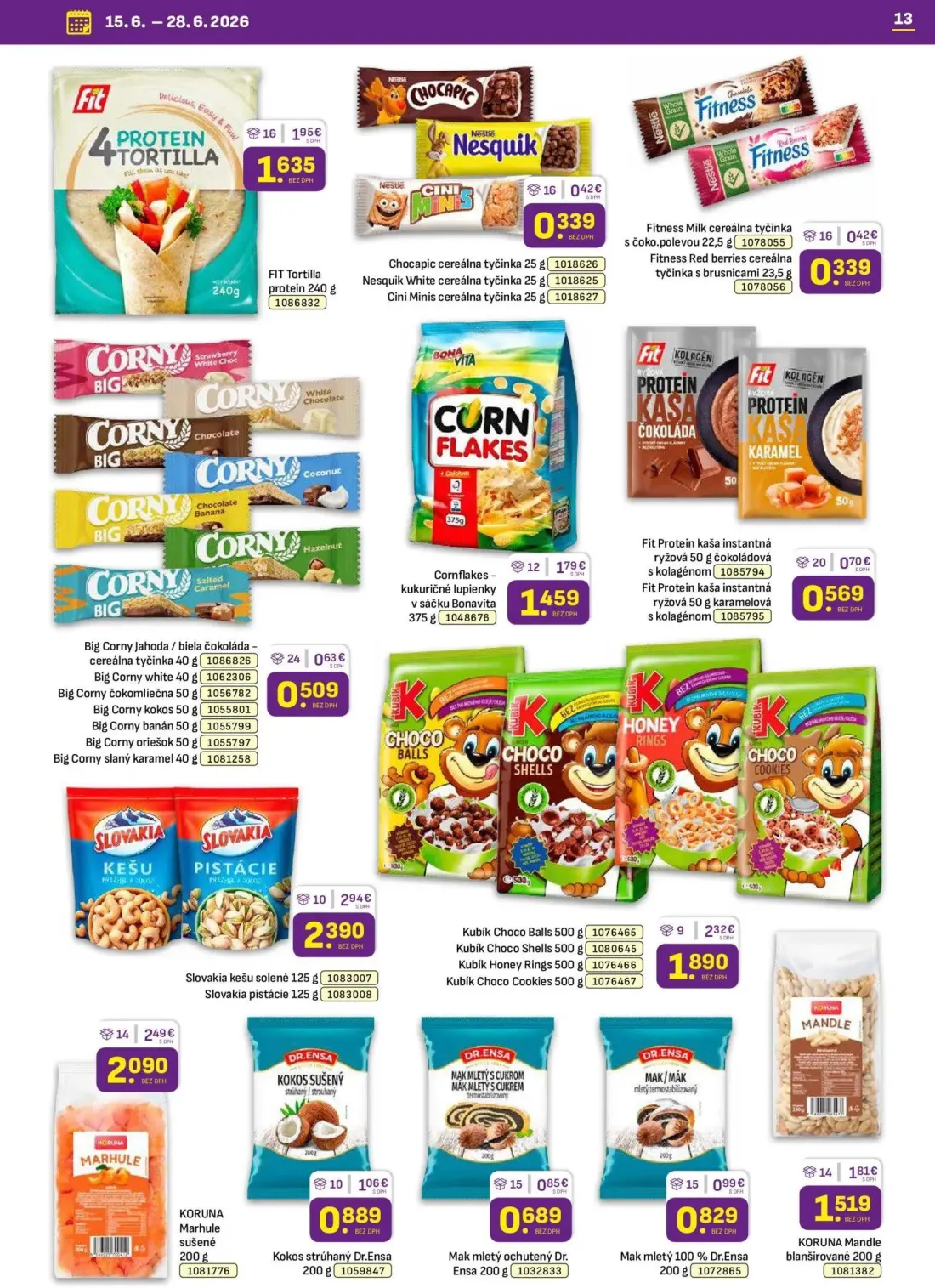 Libex leták, strana 13 z 36 — Kubík Choco Balls, Kubík Choco Shells, Kubík Honey Rings