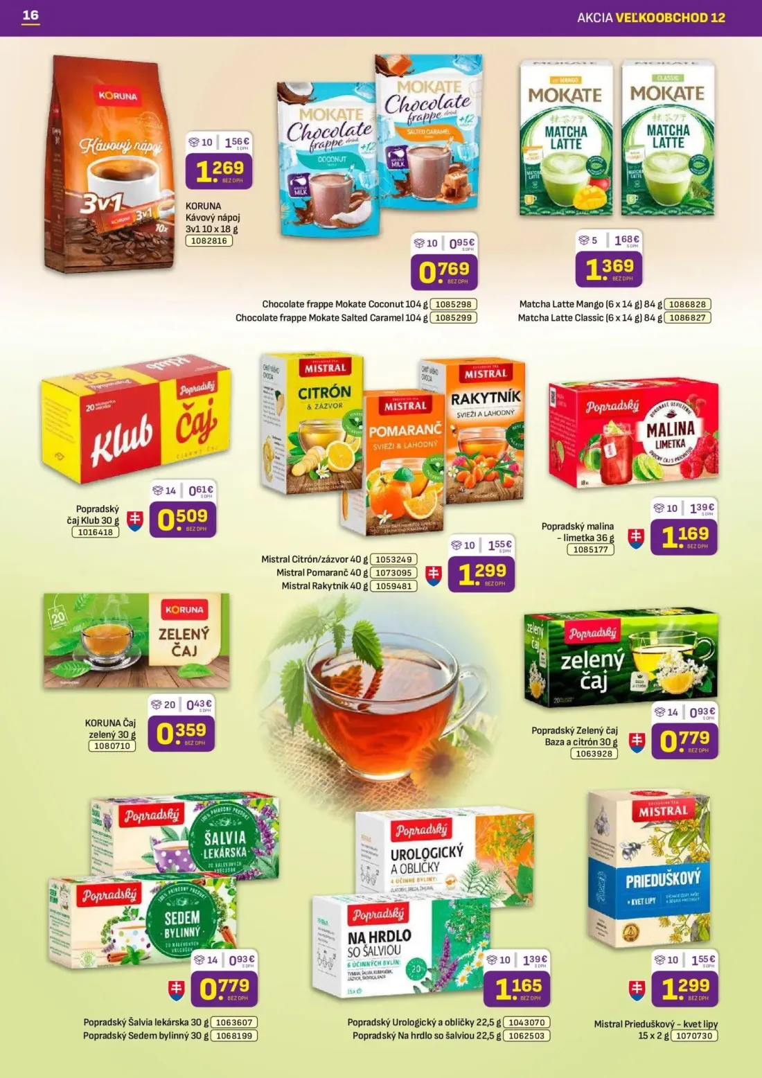 Libex leták, strana 16 z 36 — Matcha Latte Mango, Matcha Latte Classic, KORUNA Kávový nápoj 3v1