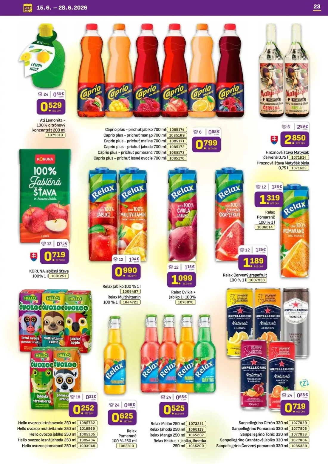 Libex leták, strana 23 z 36 — Caprio plus - príchuť jablko, Caprio plus - príchuť mango, Caprio plus - príchuť malina