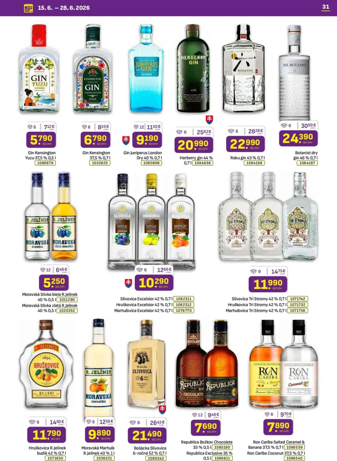 Libex leták, strana 31 z 36 — Botanist dry gin, Roku gin, Bošácka Slivovica 6-ročná