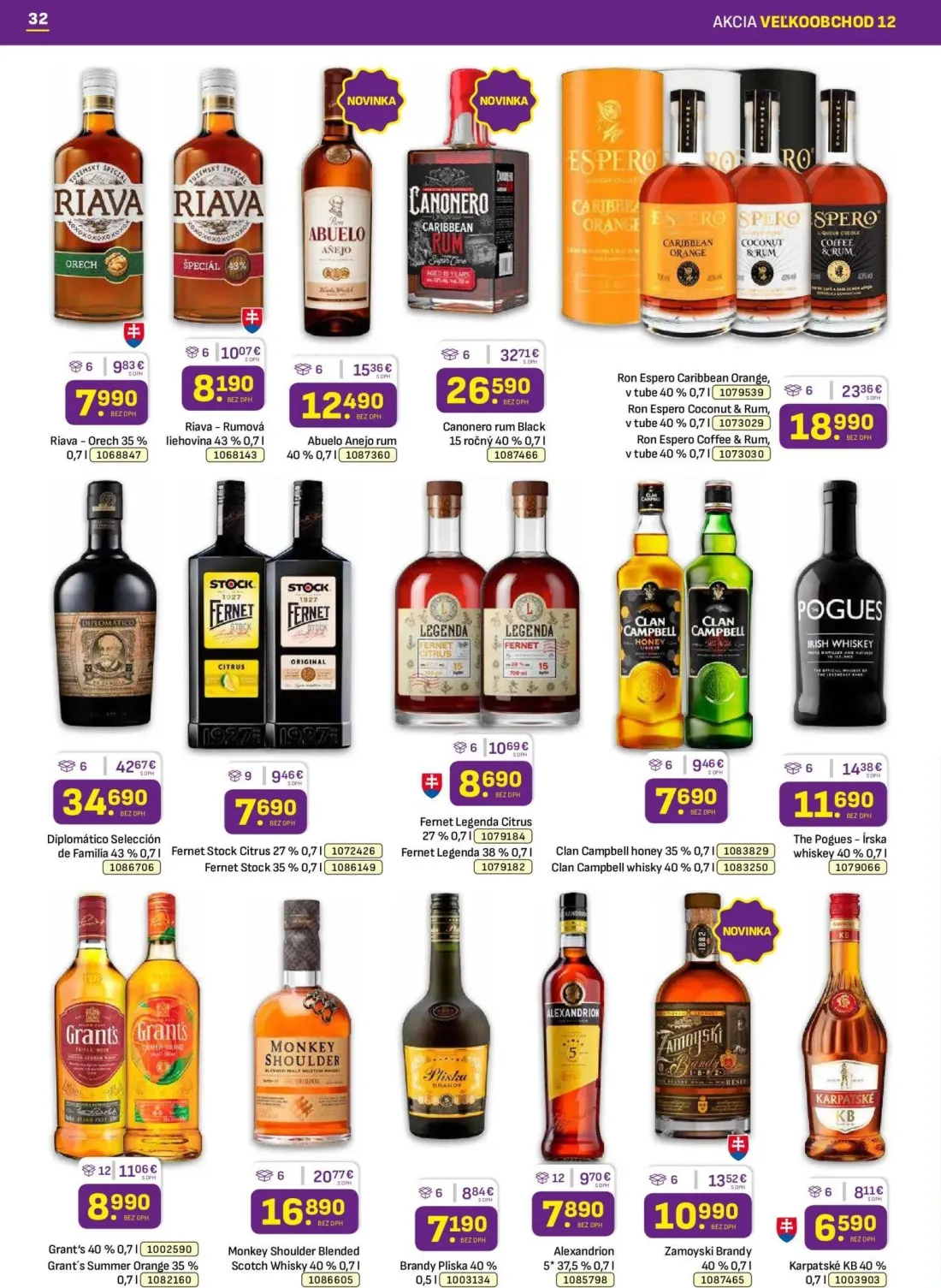 Libex leták, strana 32 z 36 — Diplomático Selección de Familia, Canoner rum Black 15 ročný, Ron Espero Caribbean Orange