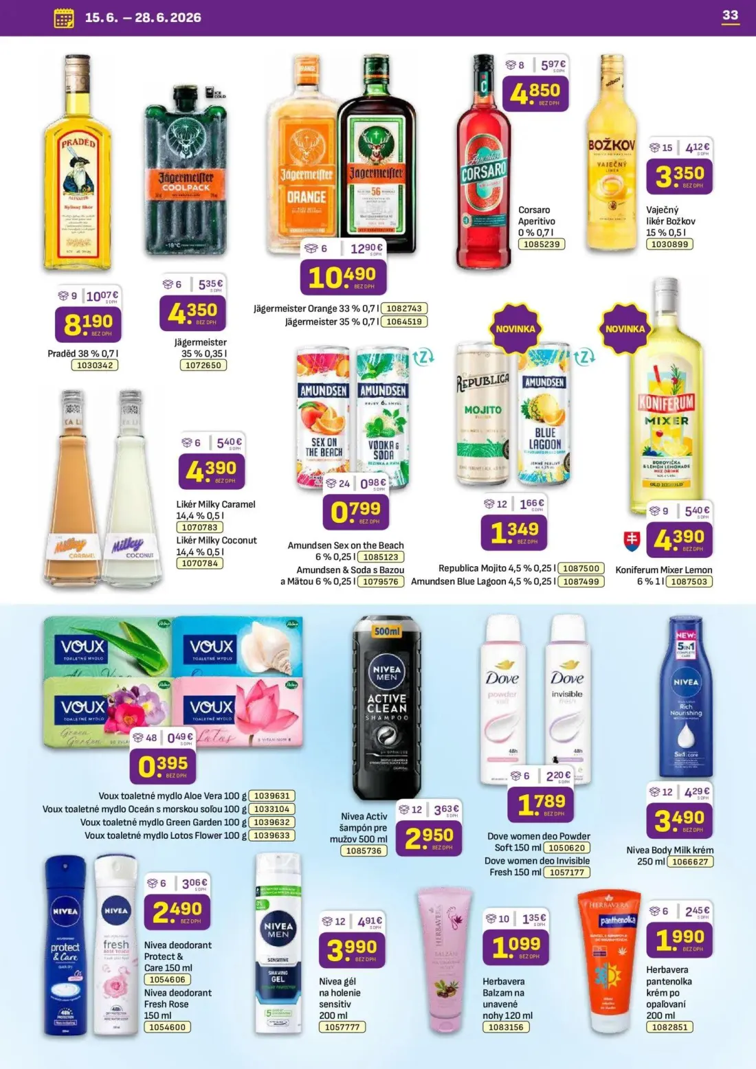 Libex leták, strana 33 z 36 — Nivea gél na holenie sensitiv, Nivea Body Milk krém, Nivea Activ šampón pre mužov