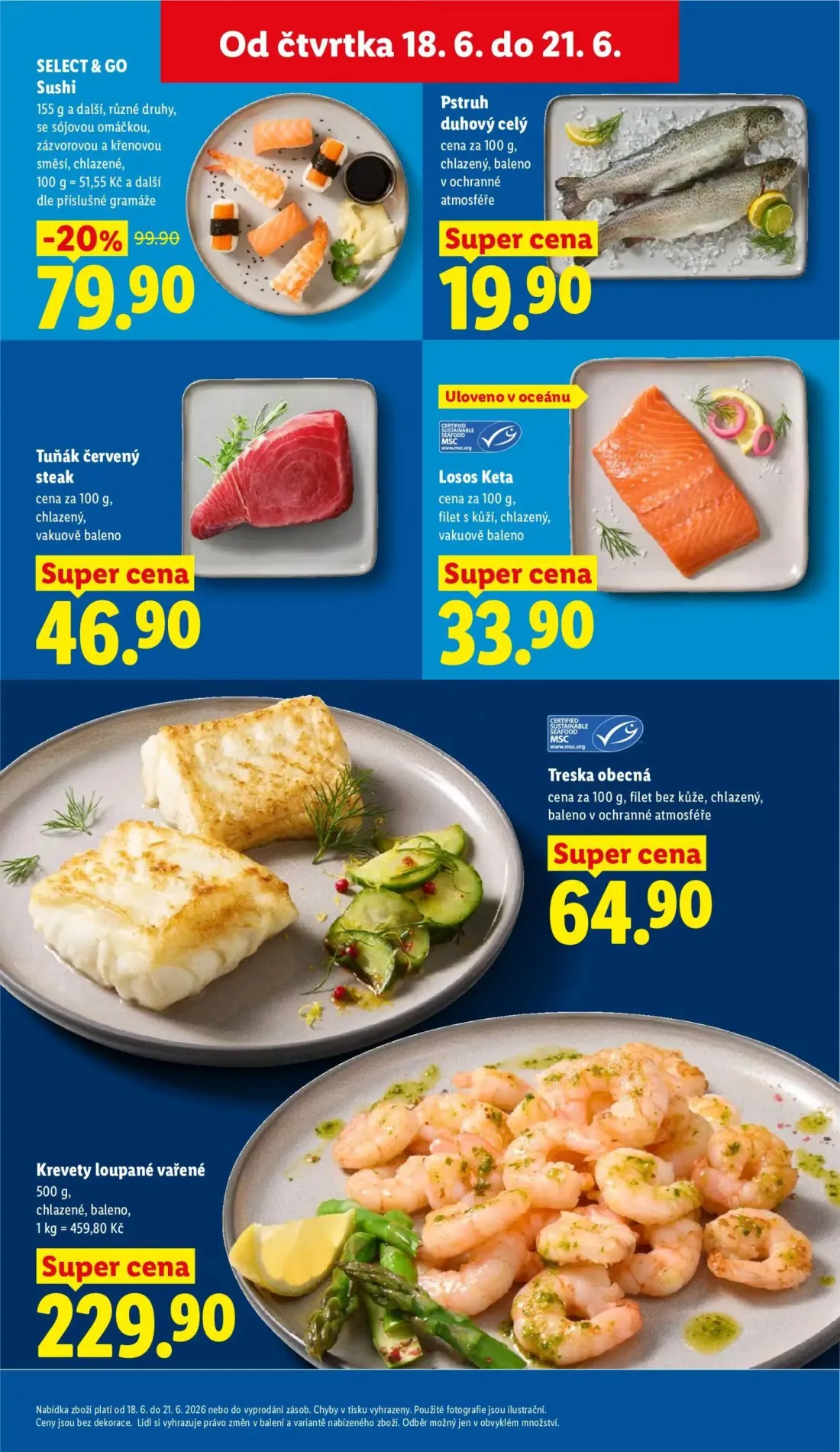 Lidl leták, strana 11 z 49 — SELECT & GO Sushi, Pstruh duhový celý, Tuňák červený steak