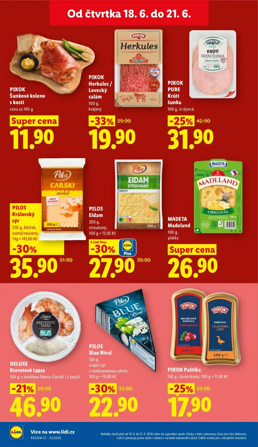 Lidl leták, strana 14 z 49 — PILOS Královský sýr, DELUXE Krevetové tapas, PILOS Eidam