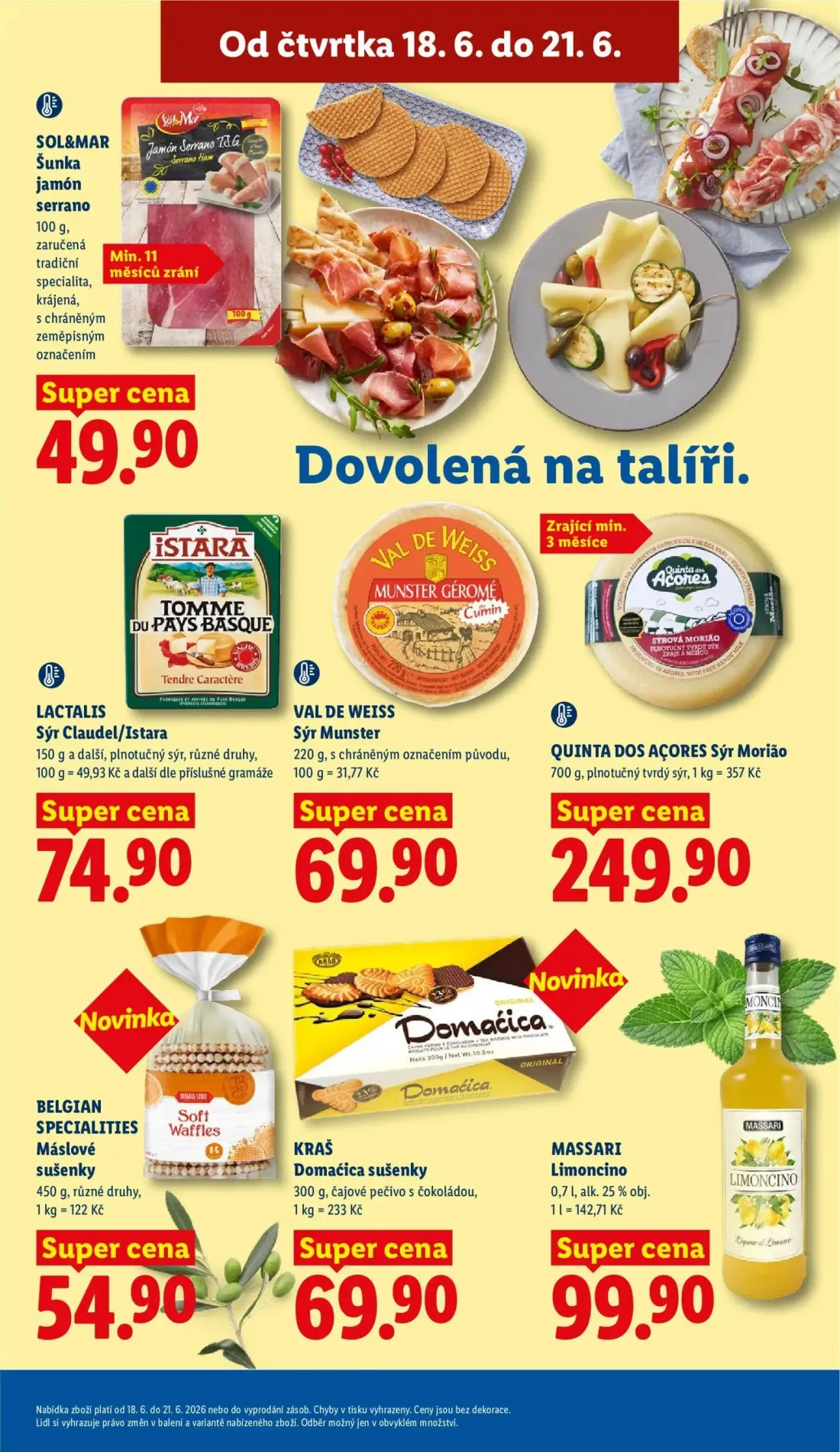 Lidl leták, strana 17 z 49 — SOL&MAR Šunka jamón serrano, LACTALIS Sýr Claudel/Istara, VAL DE WEISS Sýr Munster