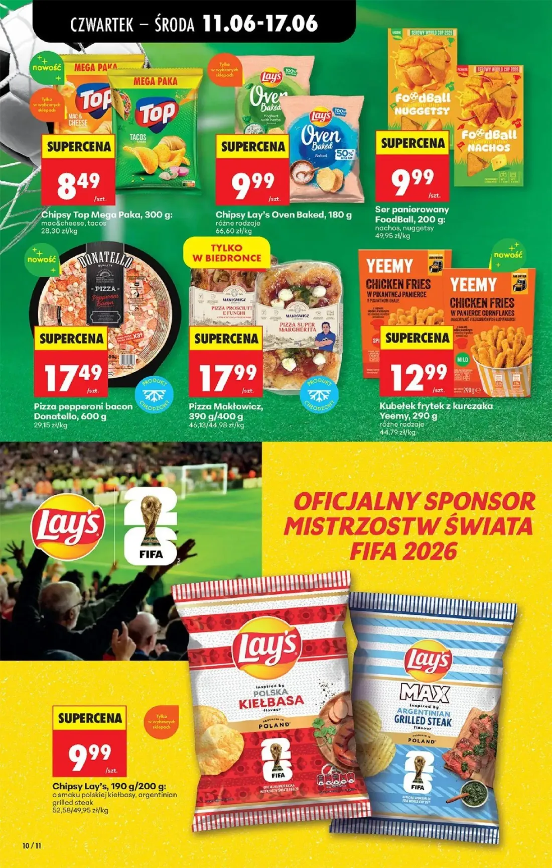 Biedronka gazetka, strona 12 z 77 — Chipsy Top Mega Paka, mac&cheese, tacos, Chipsy Lay's Oven Baked, Ser panierowany FoodBa…