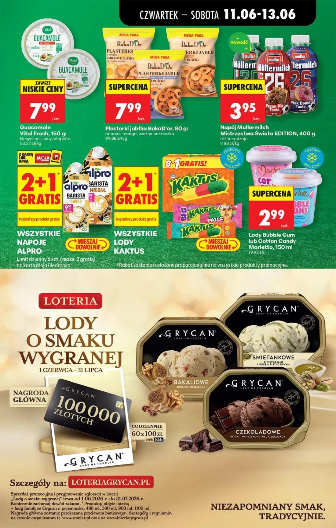 Biedronka gazetka, strona 13 z 77 — Napój Mullermilch Mistrzostwa Świata EDITION, Napoje ALPRO, Lody Bubble Gum lub Cotton C…