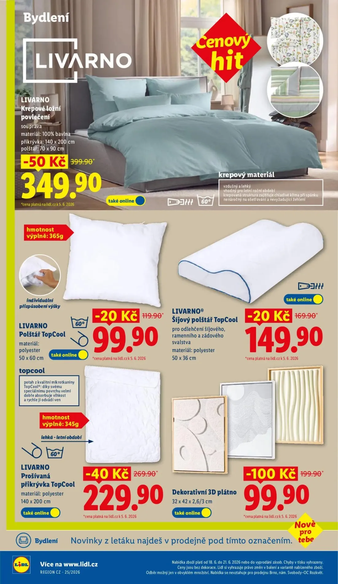 Lidl leták, strana 36 z 49 — Dekorativní 3D plátno, LIVARNO Krepové ložní povlečení, LIVARNO Prošívaná přikrývka TopCool