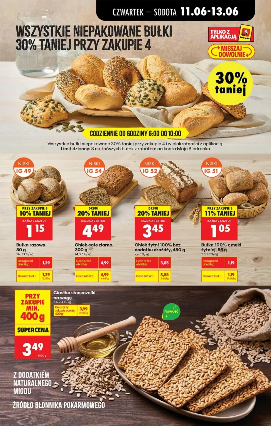 Biedronka gazetka, strona 35 z 77 — Chleb całe ziarno, Chleb żytni 100% bez dodatku drożdży, Bułka razowa