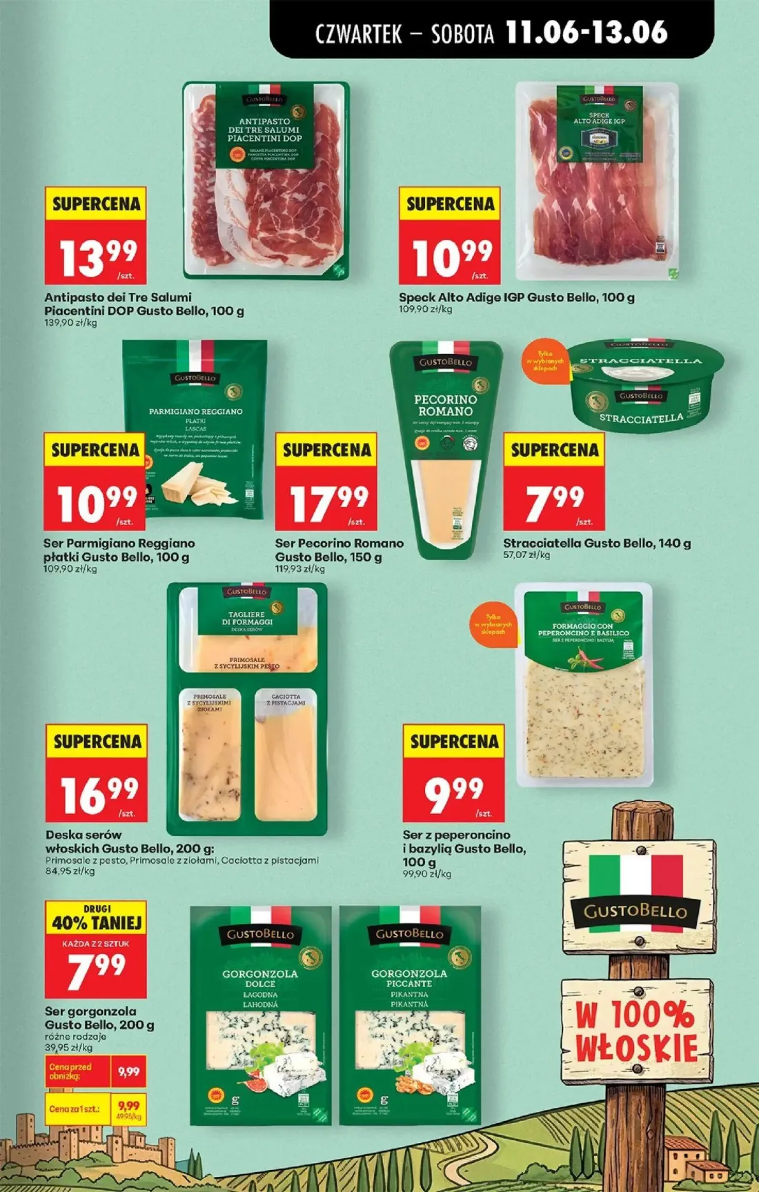 Biedronka gazetka, strona 43 z 77 — Ser gorgonzola Gusto Bello różne rodzaje, Antipasto dei Tre Salumi Piacentini DOP Gusto …