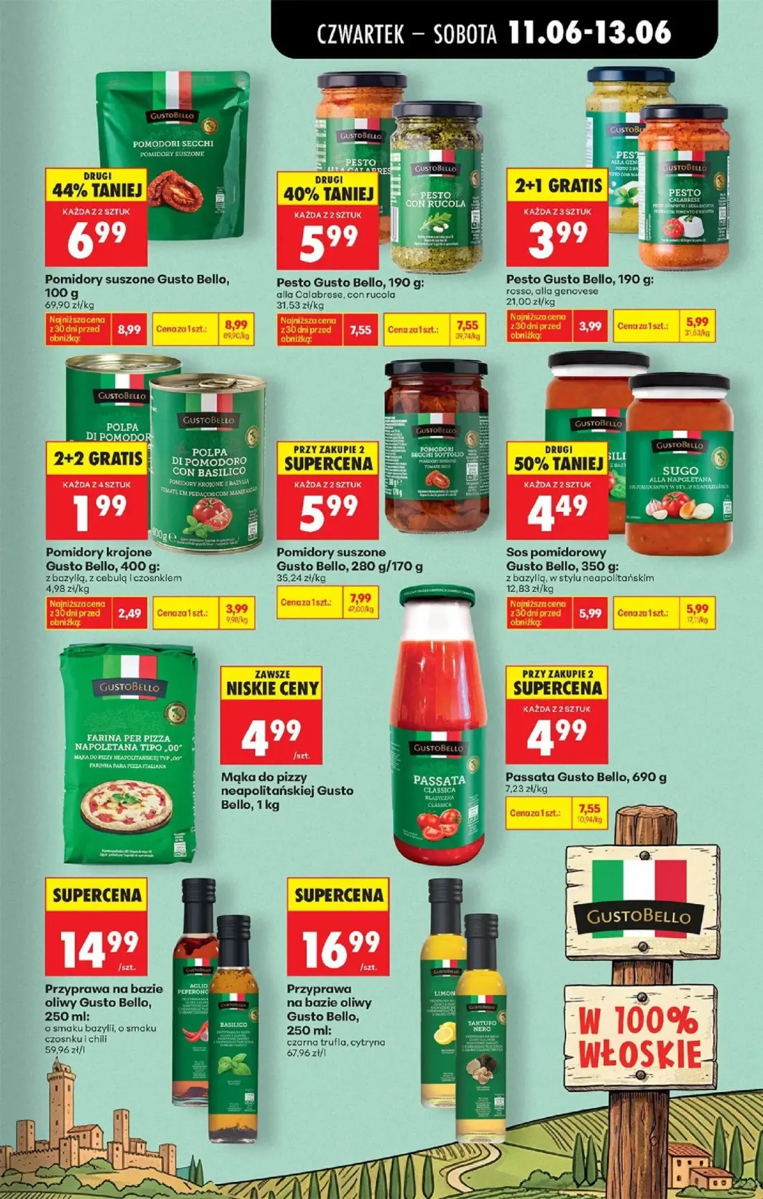 Biedronka gazetka, strona 45 z 77 — Passata Gusto Bello, 690 g, Pomidory suszone Gusto Bello, 100 g, Pesto Gusto Bello, 190 …