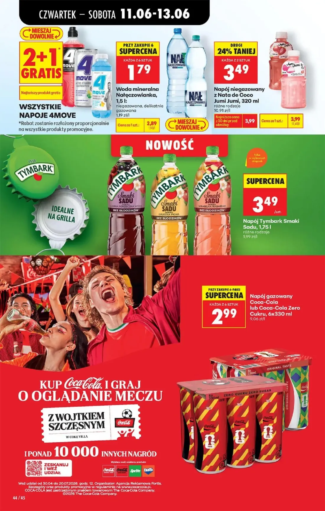 Biedronka gazetka, strona 56 z 77 — Woda mineralna Nałęczowianka, Napój niegazowany z Nata de Coco Jumi Jumi, Napój Tymbark …
