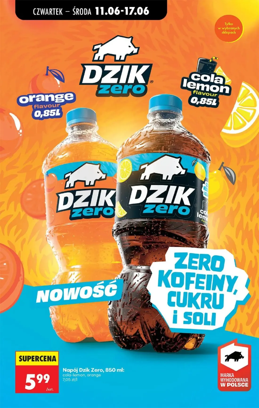 Biedronka gazetka, strona 58 z 77 — Napój Dzik Zero