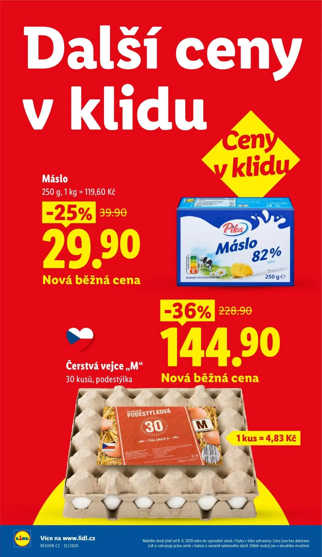 Lidl leták, strana 4 z 51 — Čerstvá vejce „M“, Máslo