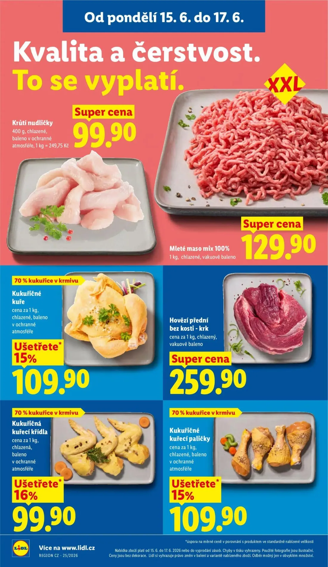 Lidl leták, strana 12 z 51 — Krůtí nudličky, Mleté maso mix 100%, Kukuřičné kuře