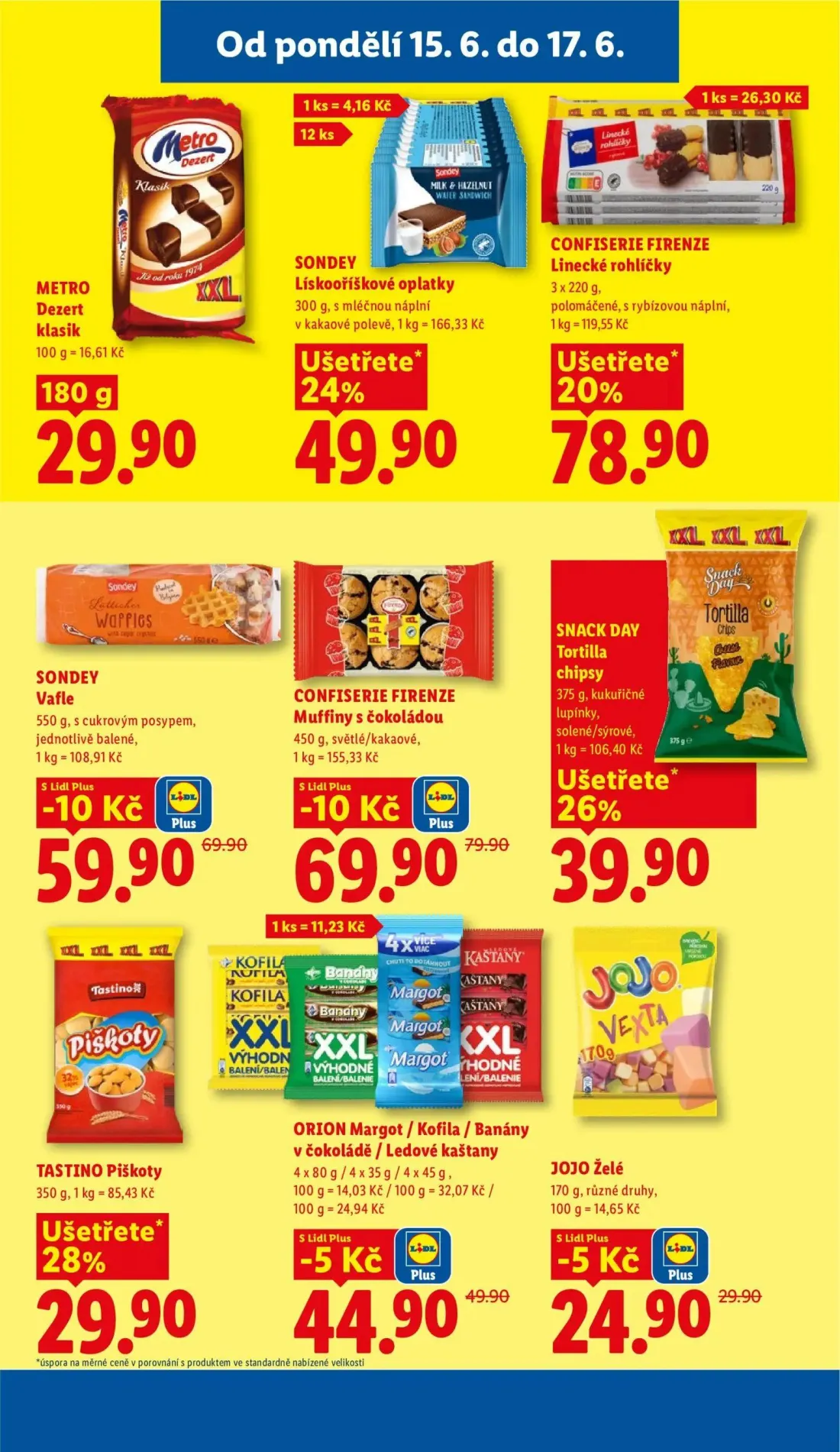Lidl leták, strana 21 z 51 — SONDEY Vafle, CONFISERIE FIRENZE Muffiny s čokoládou, METRO Dezert klasik